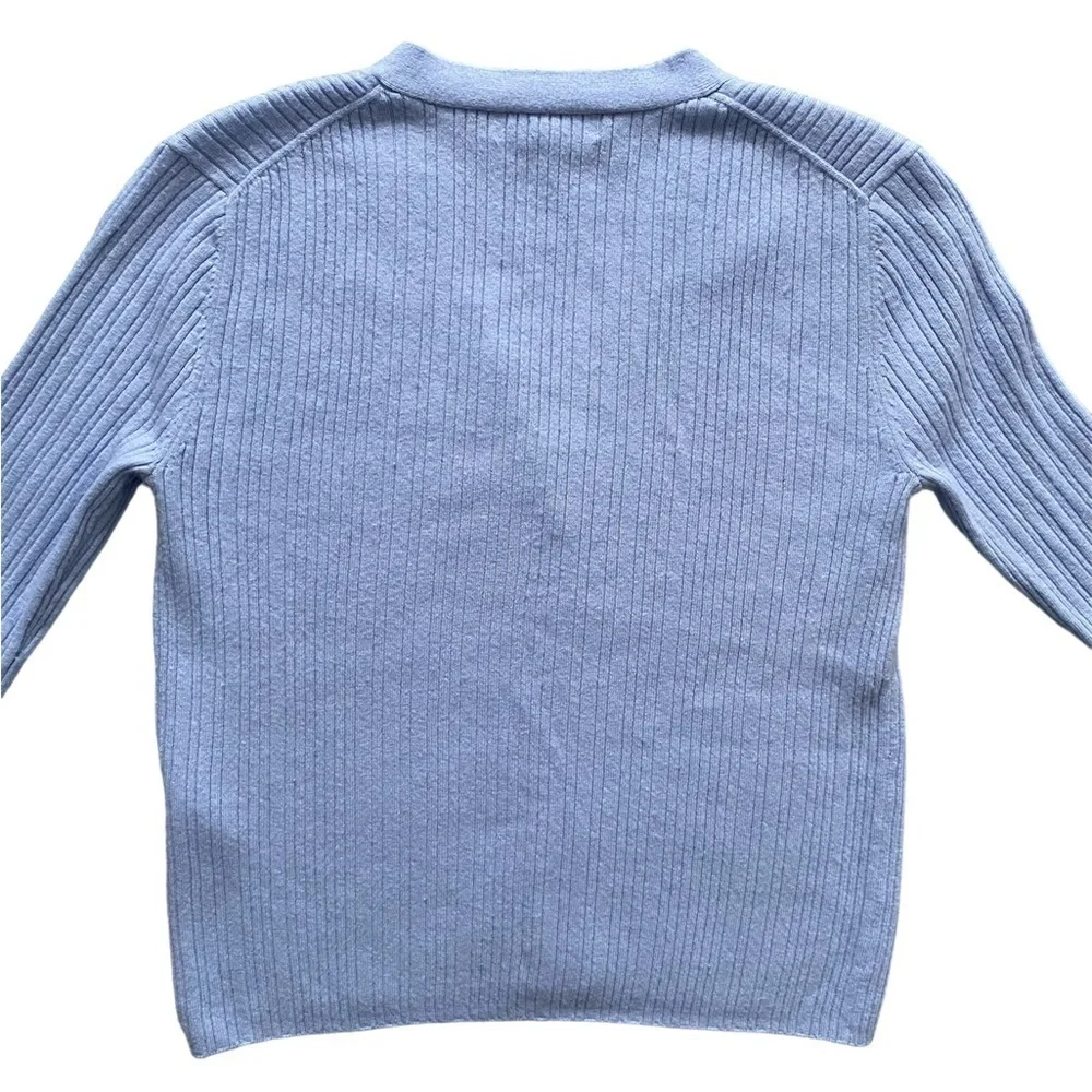 BANANA Republic Blue Ribbed Crop Button Up Cardigan Size S - Picture 3 of 11